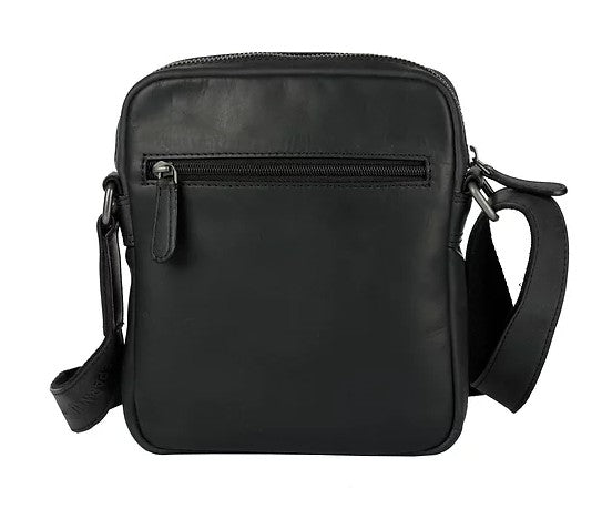 Umhängetasche aus Leder in Schwarz mit Reißverschluss - leder-accessoires.com