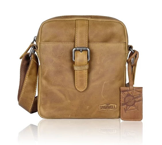 Umhängetasche aus Leder in Cognac mit Reißverschluss - leder-accessoires.com