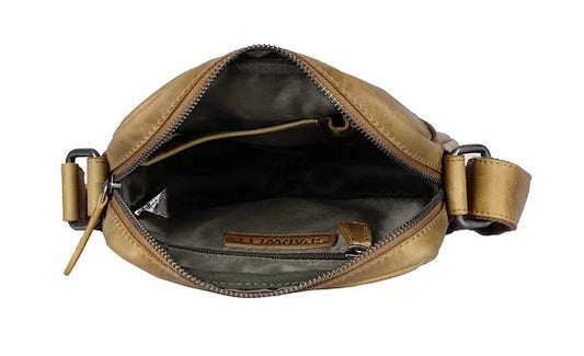 Umhängetasche aus Leder in Cognac mit Reißverschluss - leder-accessoires.com