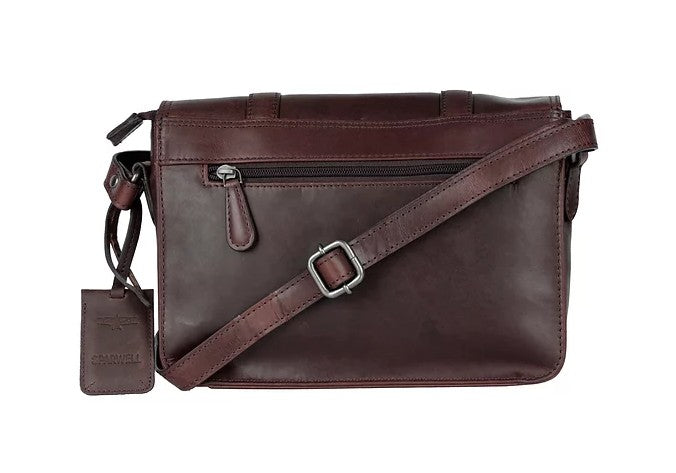 Umhängetasche aus Leder in Braun mit Überschlag und Magnetverschluss - leder-accessoires.com