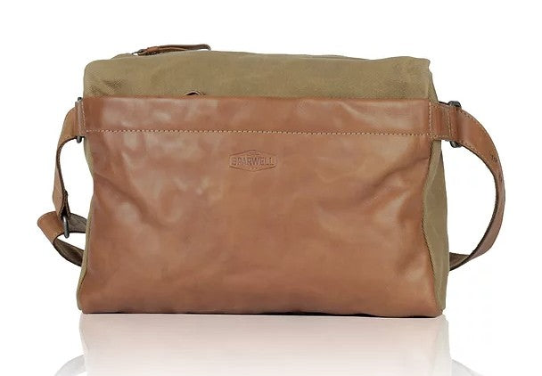 Umhängetasche aus Leder|Canvas in Beige|Braun mit Reißverschluss - leder-accessoires.com