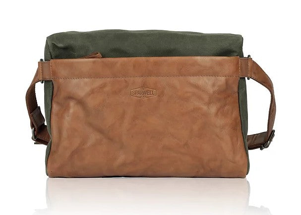 Umhängetasche aus Leder|Canvas in Grün|Braun mit Reißverschluss - leder-accessoires.com