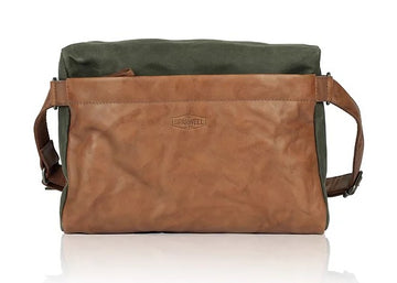 Umhängetasche aus Leder|Canvas in Grün|Braun mit Reißverschluss - leder-accessoires.com