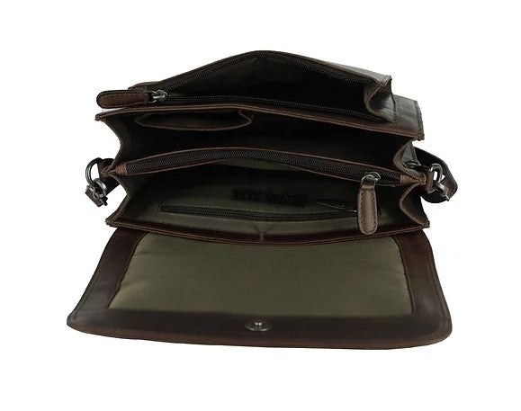 Umhängetasche aus Leder in Braun mit Überschlag - leder-accessoires.com