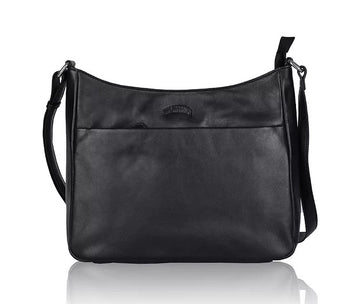 Umhängetasche aus Leder in Schwarz mit Reißverschluss - leder-accessoires.com