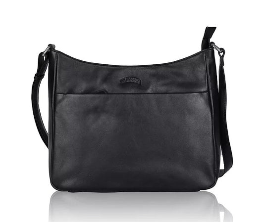 Umhängetasche aus Leder in Schwarz mit Reißverschluss - leder-accessoires.com