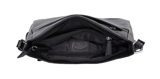Umhängetasche aus Leder in Schwarz mit Reißverschluss - leder-accessoires.com