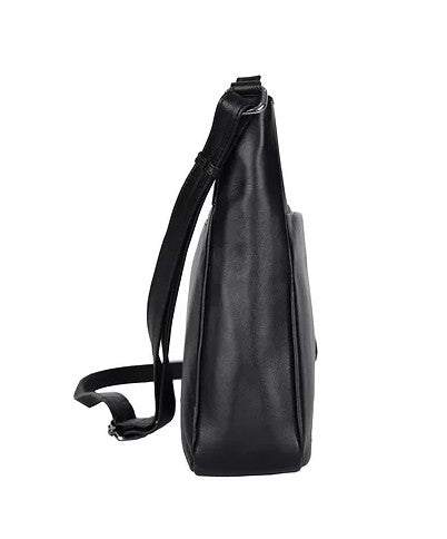 Umhängetasche aus Leder in Schwarz mit Reißverschluss - leder-accessoires.com