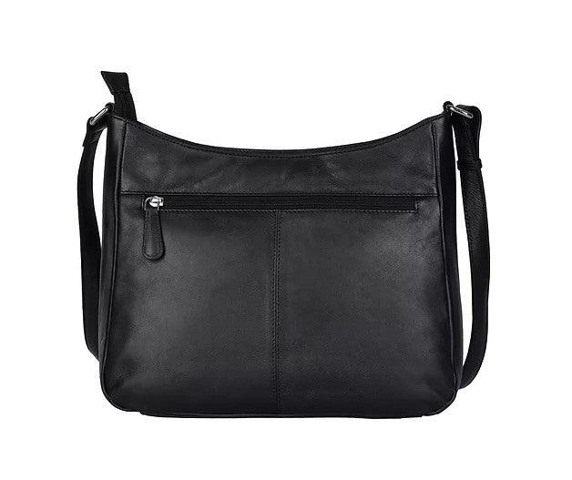 Umhängetasche aus Leder in Schwarz mit Reißverschluss - leder-accessoires.com