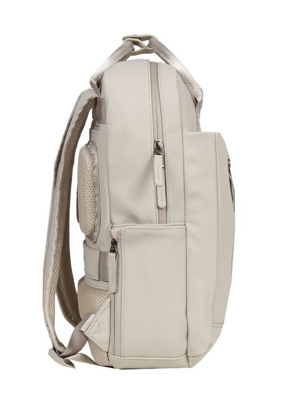 Laptoprucksack 9L in Beige mit verschweißten Reißverschlüssen - leder-accessoires.com