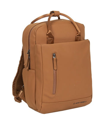 Laptoprucksack 9L in Cognac mit verschweißten Reißverschlüssen - leder-accessoires.com