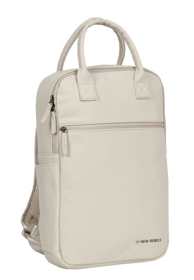Laptoprucksack 12L in Beige mit Kurzgriff als Tasche - leder-accessoires.com