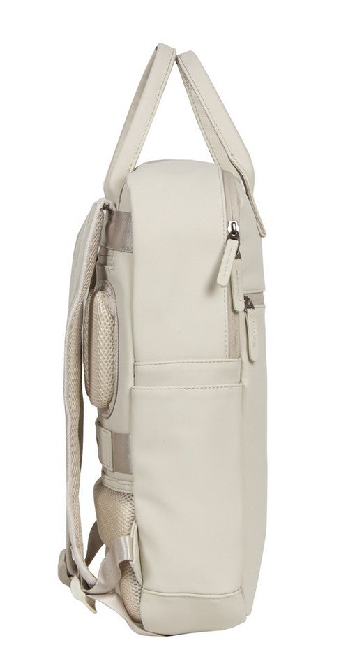 Laptoprucksack 12L in Beige mit Kurzgriff als Tasche - leder-accessoires.com