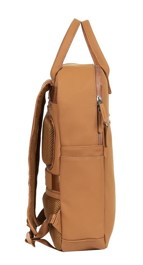 Laptoprucksack 12L in Cognac mit Kurzgriff als Tasche - leder-accessoires.com