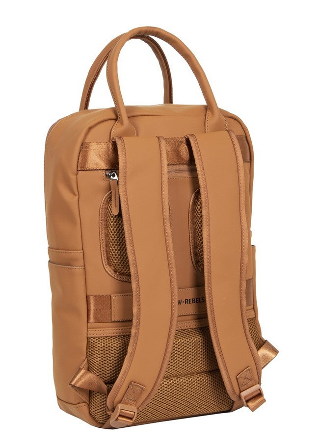 Laptoprucksack 12L in Cognac mit Kurzgriff als Tasche - leder-accessoires.com