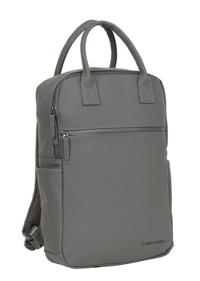 Laptoprucksack 12L in Grau mit Kurzgriff als Tasche - leder-accessoires.com