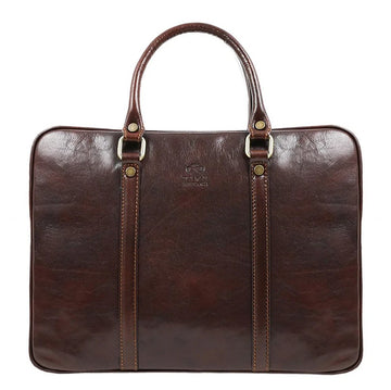 Businesstasche Kurzgriff aus Leder in Braun mit Reißverschluss - leder-accessoires.com
