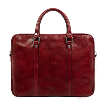 Businesstasche Kurzgriff aus Leder in Rot mit Reißverschluss - leder-accessoires.com