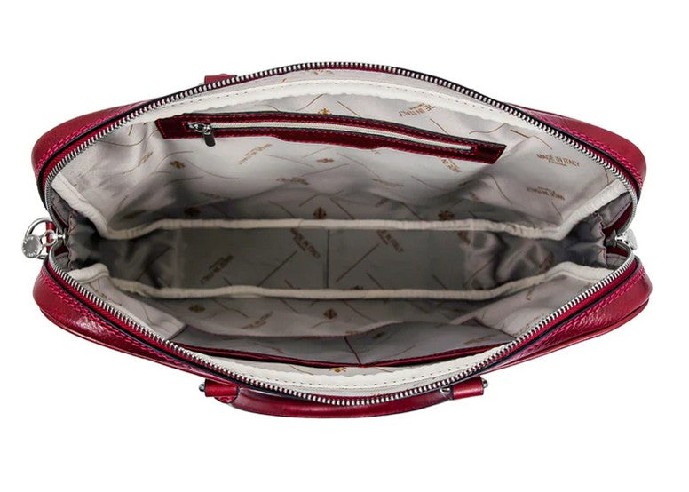 Businesstasche Kurzgriff aus Leder in Rot mit Reißverschluss - leder-accessoires.com