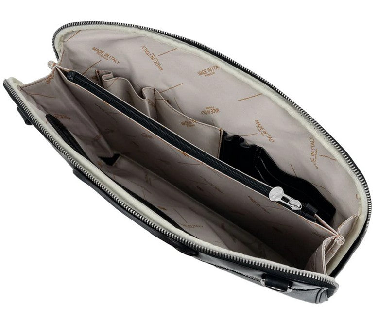 Businesstasche aus Leder in Schwarz mit Reißverschluss und Vorfach - leder-accessoires.com