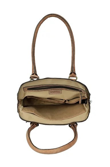 Schultertasche aus Leder in Cognac mit Vortasche und Reißverschluss - leder-accessoires.com