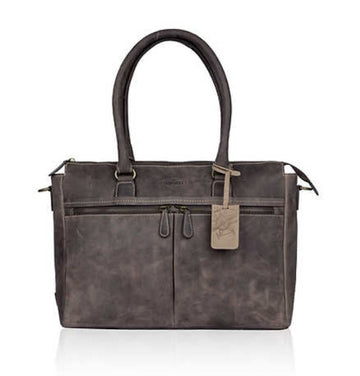 Schultertasche aus Leder in Braun mit Reißverschluss - leder-accessoires.com