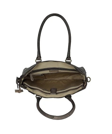 Schultertasche aus Leder in Braun mit Reißverschluss - leder-accessoires.com