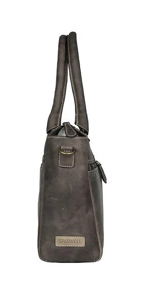 Schultertasche aus Leder in Braun mit Reißverschluss - leder-accessoires.com