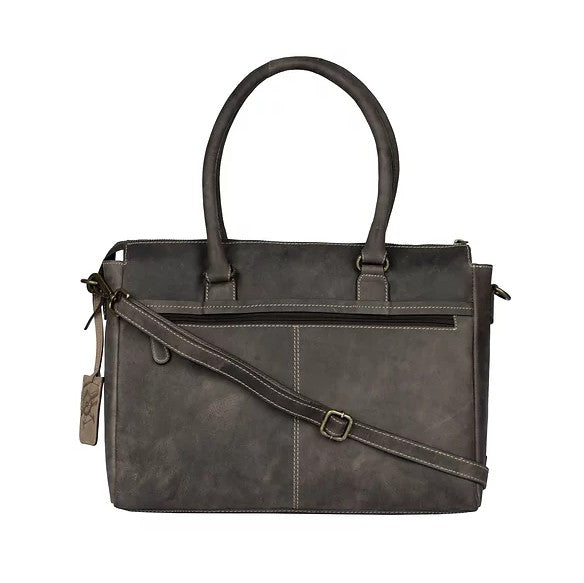 Schultertasche aus Leder in Braun mit Reißverschluss - leder-accessoires.com