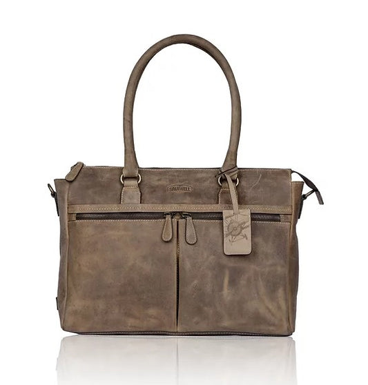 Schultertasche aus Leder in Cognac mit Reißverschluss - leder-accessoires.com