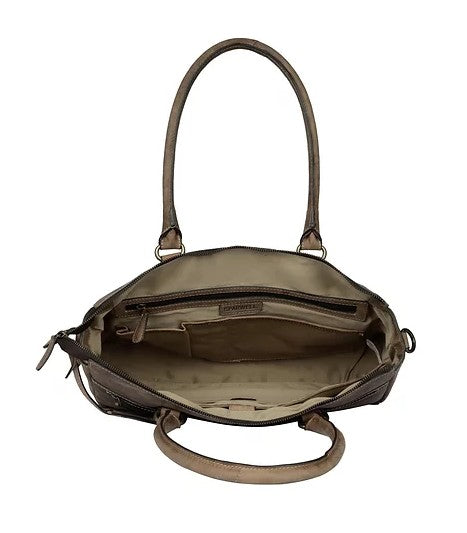 Schultertasche aus Leder in Cognac mit Reißverschluss - leder-accessoires.com