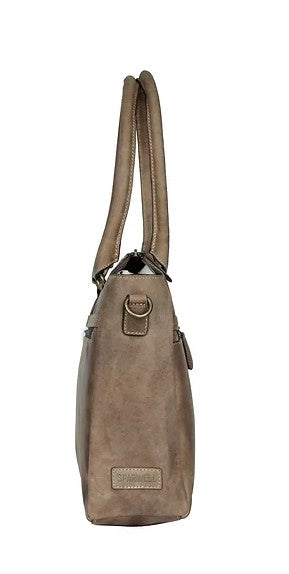 Schultertasche aus Leder in Cognac mit Reißverschluss - leder-accessoires.com