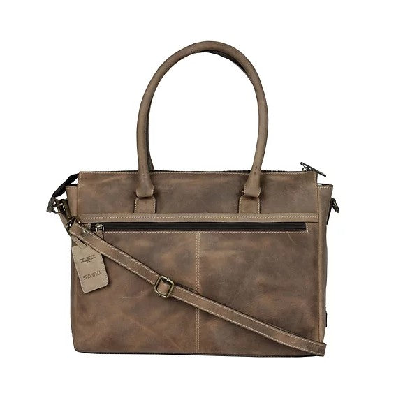Schultertasche aus Leder in Cognac mit Reißverschluss - leder-accessoires.com