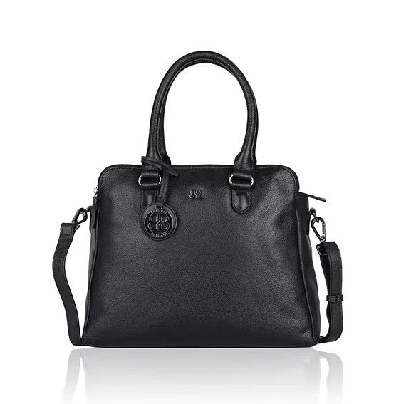 Kurzgrifftasche aus Leder in Schwarz mit Reißverschluss - leder-accessoires.com