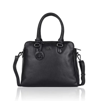 Kurzgrifftasche aus Leder in Schwarz mit Reißverschluss - leder-accessoires.com