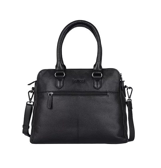 Kurzgrifftasche aus Leder in Schwarz mit Reißverschluss - leder-accessoires.com