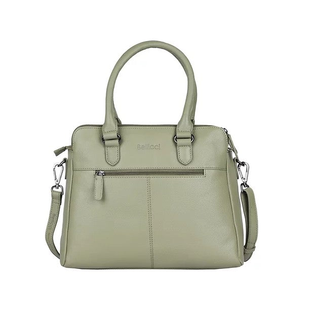 Kurzgrifftasche aus Leder in Olive mit Reißverschluss - leder-accessoires.com