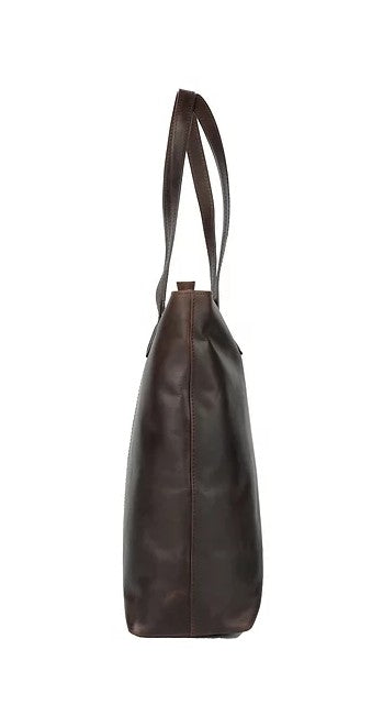 Ledershopper in Braun mit Reißverschluss - leder-accessoires.com
