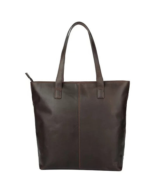 Ledershopper in Braun mit Reißverschluss - leder-accessoires.com