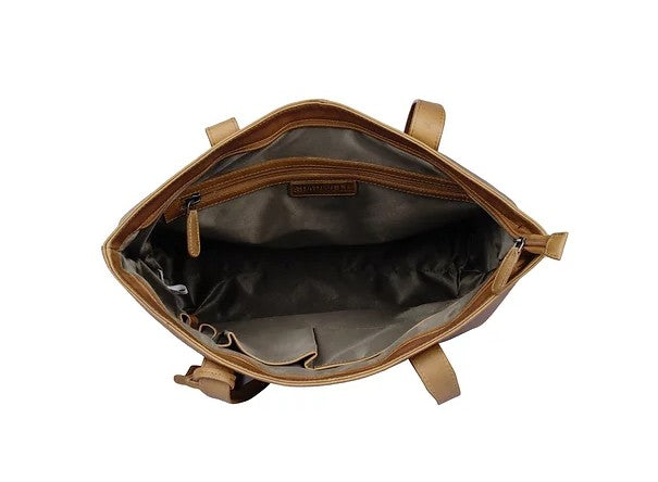 Ledershopper in Cognac mit Reißverschluss - leder-accessoires.com