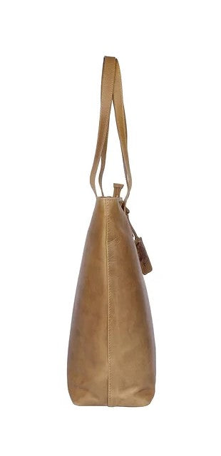 Ledershopper in Cognac mit Reißverschluss - leder-accessoires.com