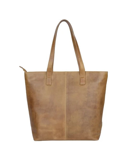 Ledershopper in Cognac mit Reißverschluss - leder-accessoires.com