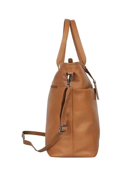 Ledershopper in Cognac mit Reißverschluss und Vortaschen - leder-accessoires.com