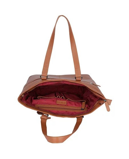 Ledershopper in Cognac mit Reißverschluss - leder-accessoires.com