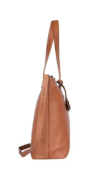 Ledershopper in Cognac mit Reißverschluss - leder-accessoires.com