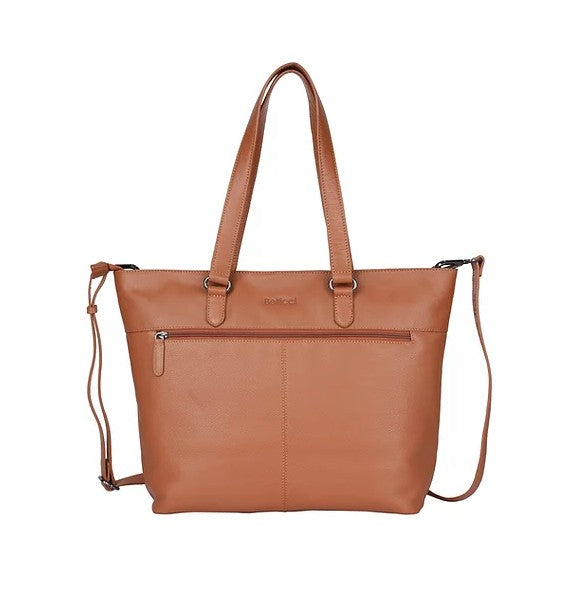 Ledershopper in Cognac mit Reißverschluss - leder-accessoires.com