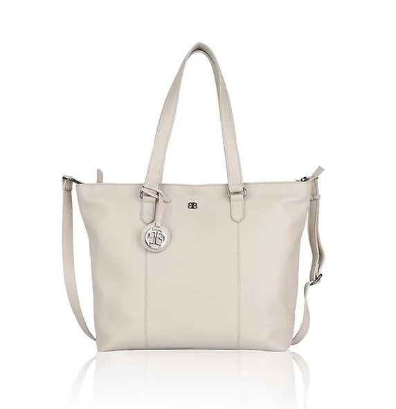 Ledershopper in Beige mit Reißverschluss - leder-accessoires.com