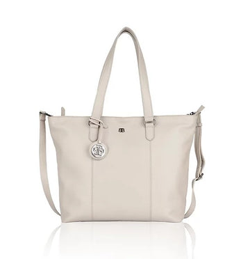 Ledershopper in Beige mit Reißverschluss - leder-accessoires.com