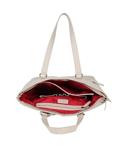 Ledershopper in Beige mit Reißverschluss - leder-accessoires.com