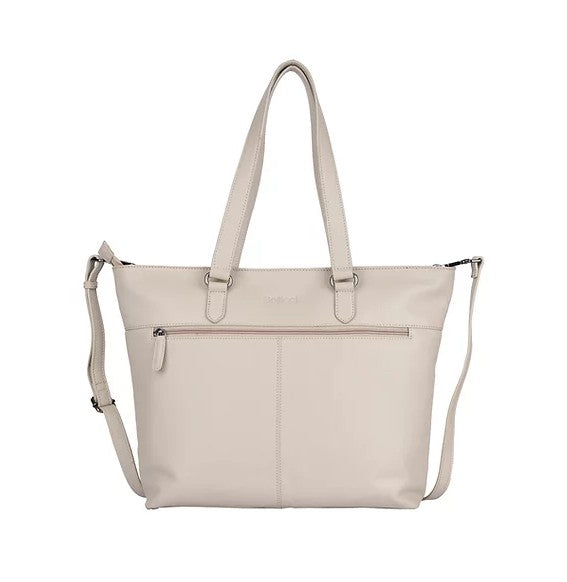 Ledershopper in Beige mit Reißverschluss - leder-accessoires.com